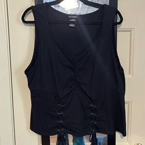 Hot Topic Black Lace Up Detail Tank 2X